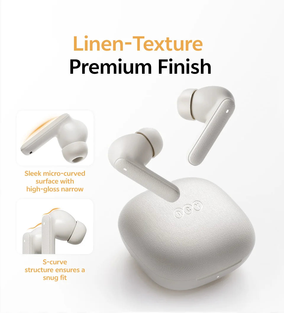 QCY Buds TWS Bluetooth 5.3 Wireless Earphones 10mm Dynamic Driver AI Wind Noise Reduction Earbud 0.68S Low Latency 35H Headphone