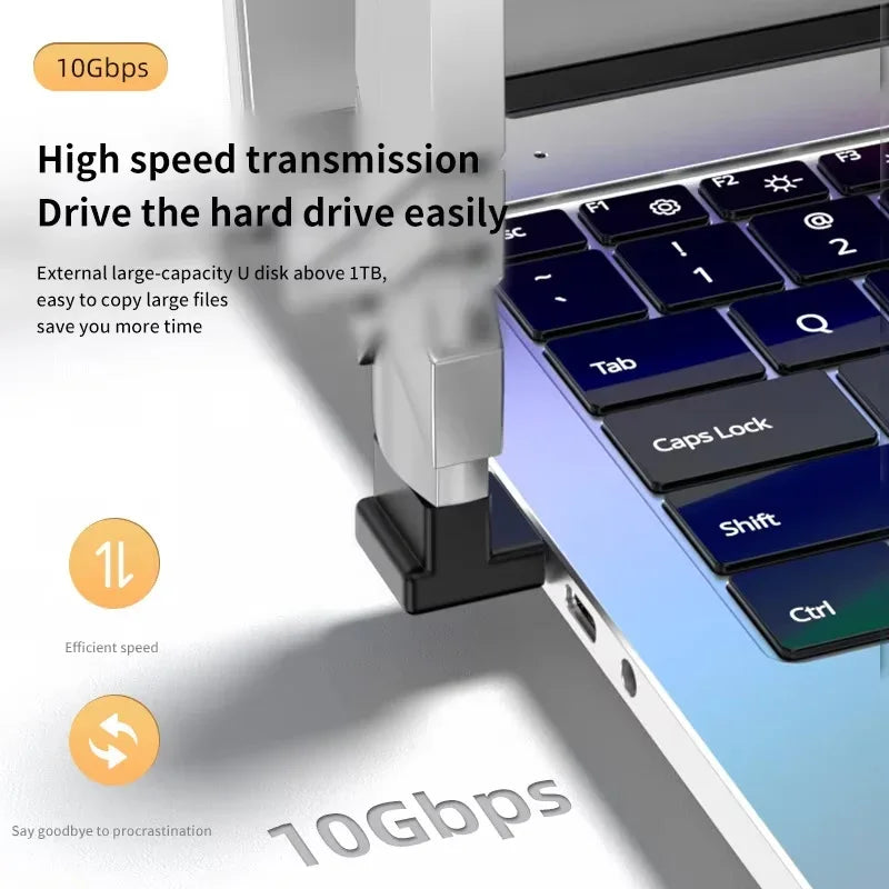 90 Right Angle USB 3.0 Extension Adapter Upward Elbow 10Gbps USB Connector for PC Male To Female Extension Plug Converter