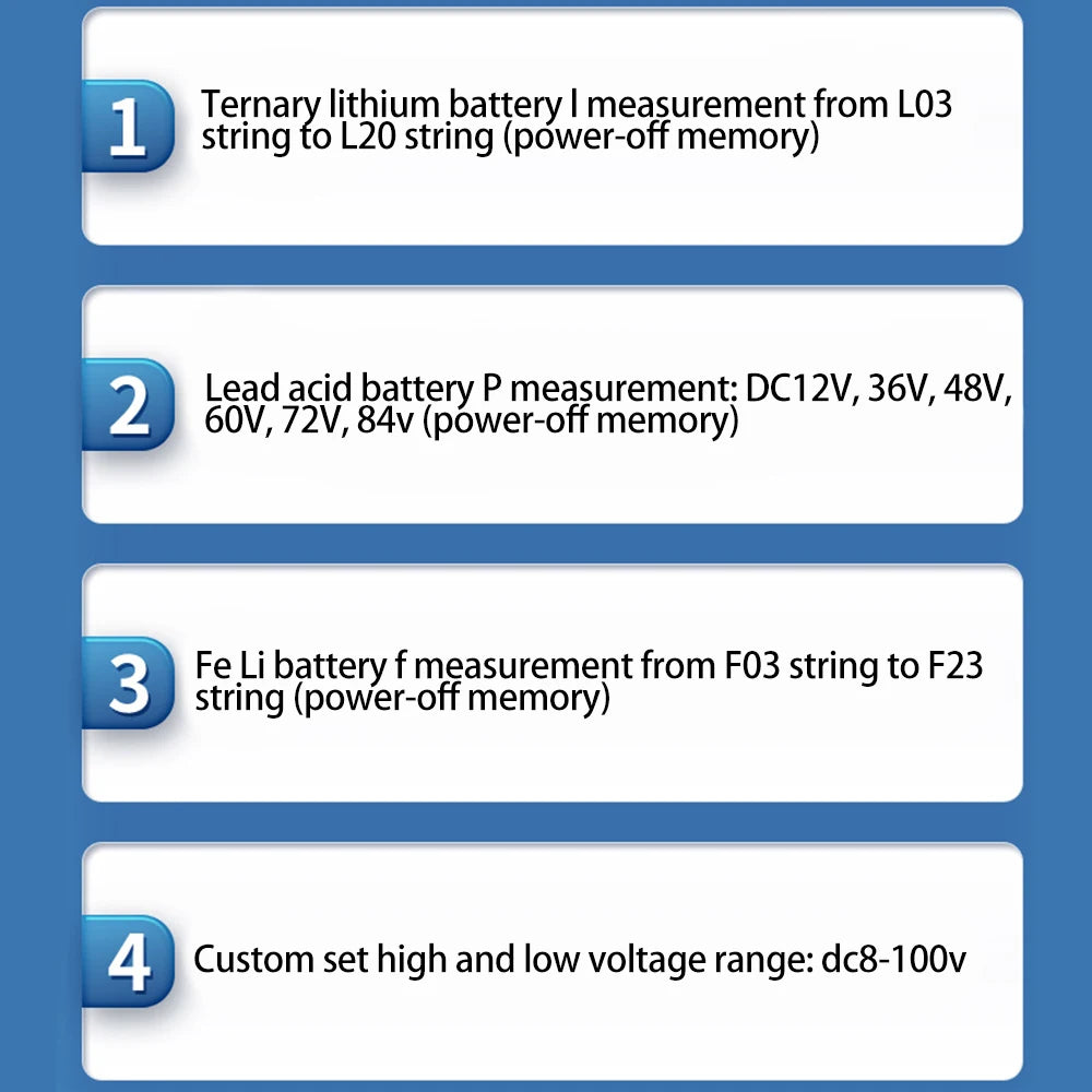 DC 8V-100V Battery Capacity Indicator Lead Acid Lithium LiFe PO4 Car Motorcycle Voltmeter Voltage Gauge 12V 24V 48V 72V