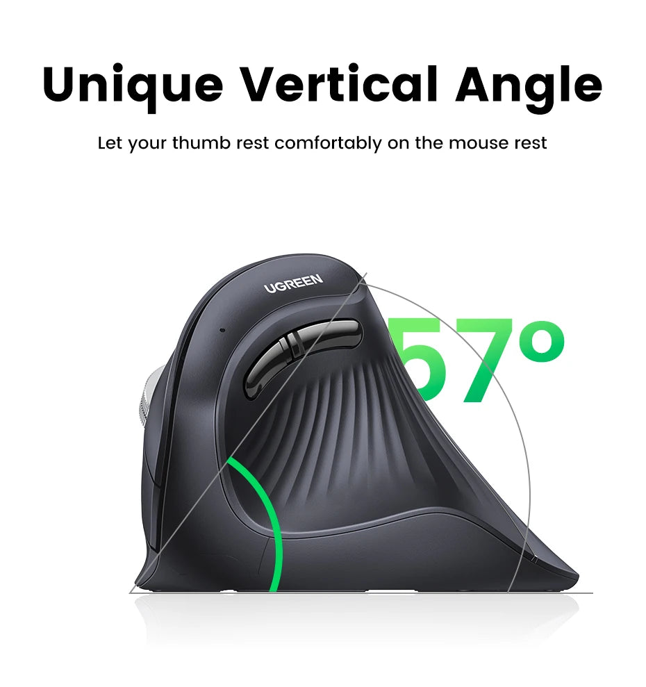 UGREEN Vertical Mouse Wireless Rechargeable Bluetooth5.0 2.4G Ergonomic 4000DPI  for MacBook Tablet Laptops Computer PC Mice