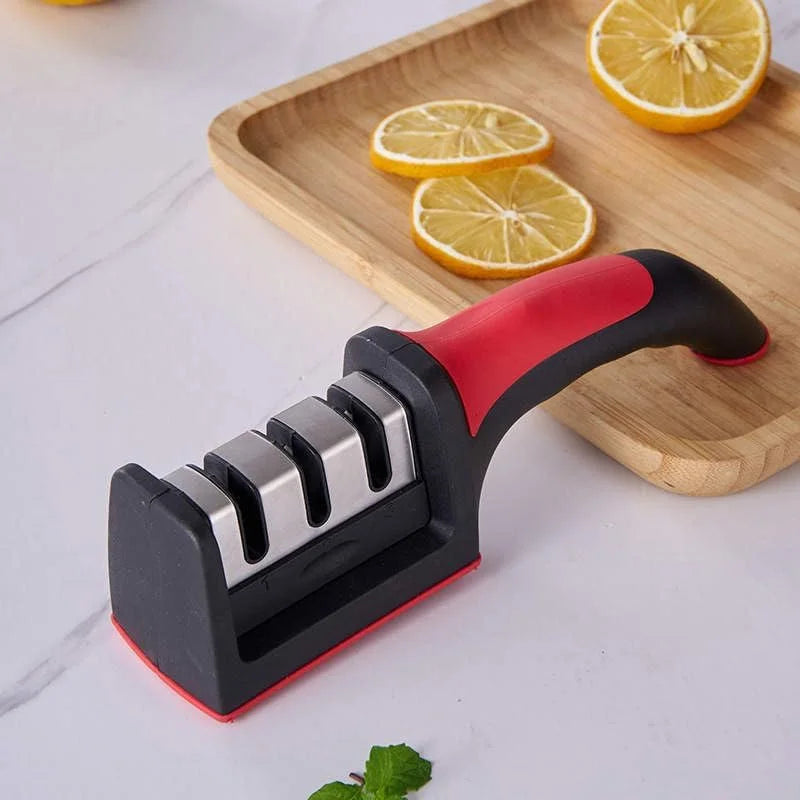 4-Stage Knife Sharpener Set - Diamond & Ceramic Rods for Kitchen, Hunting, Pocket Knives, Fast Edge Repair with Non-Slip Base (B