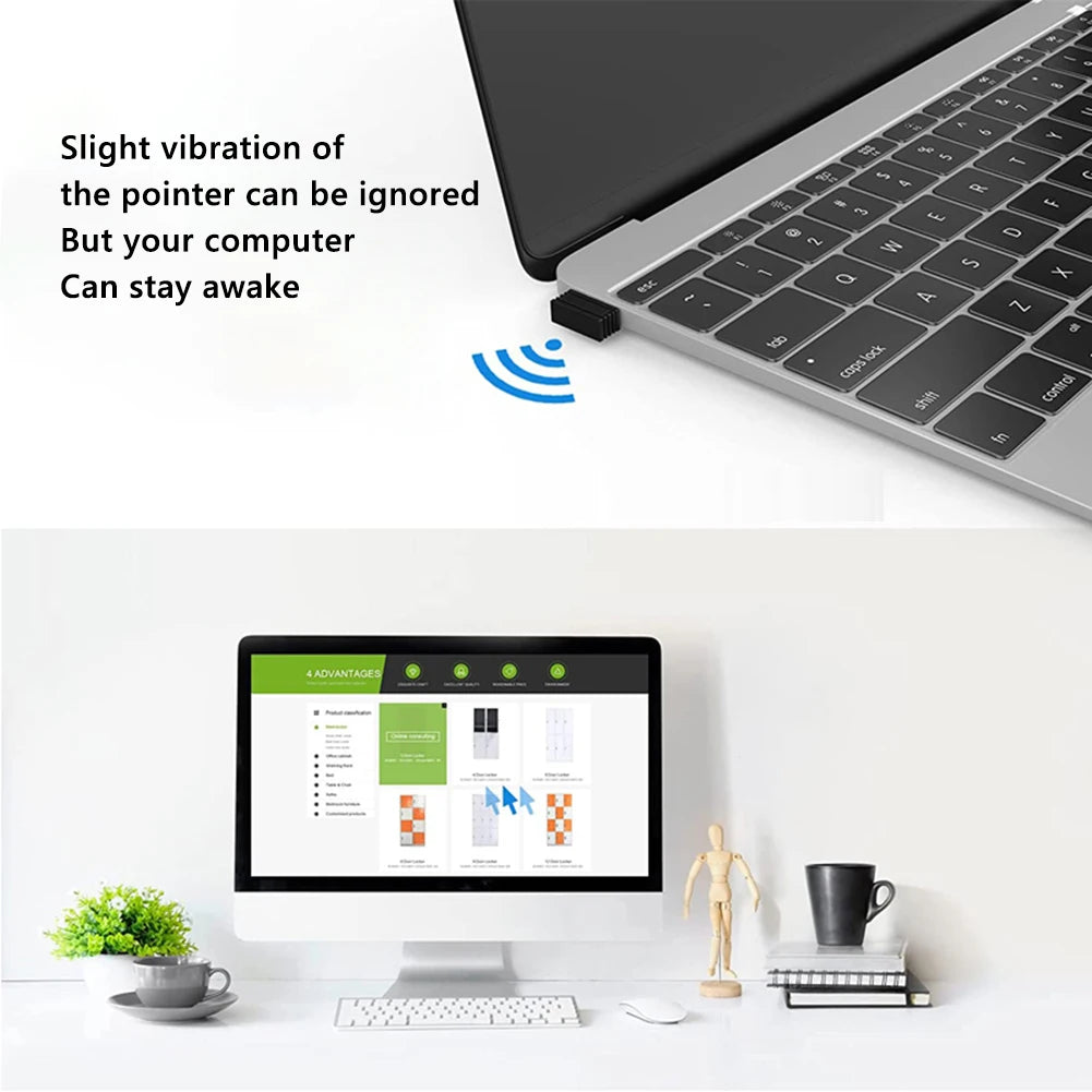 Mouse Jiggler Undetectable Automatic Mover USB Port Shaker Wiggler for PC Laptop Keeps Computer Awake Simulate Mouse Movement