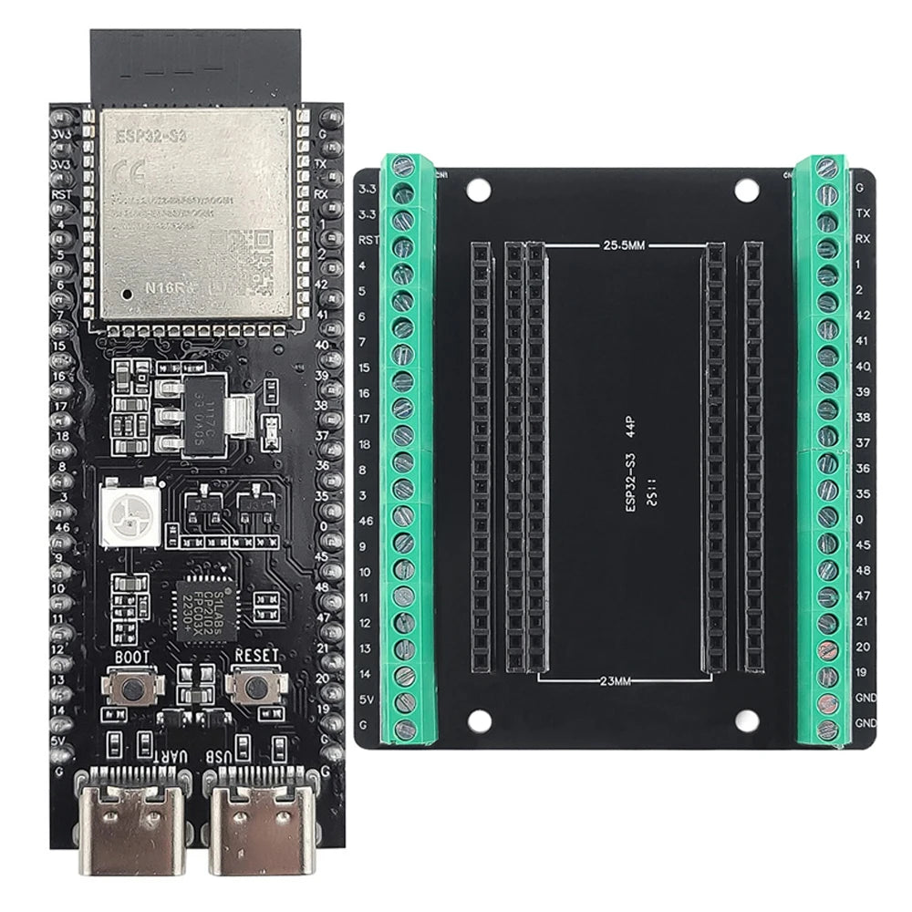 ESP32-S3 Development Boards with Expansion Adapter Kit 2.4G Wifi BT Module ESP32-S3-1 N8R2 N16R8 44Pin Type-C ESP32-S3