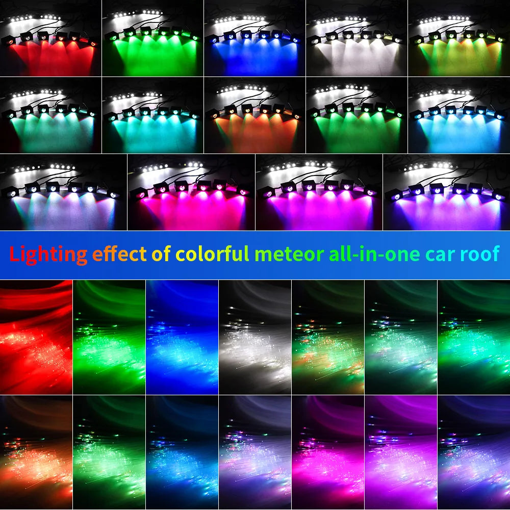 RGB Led Star Roof Starlight Headliner Remote Control Fiber Optic Lamp APP Voice 16W Twinkle Starry Sky Car Star Ceiling Light