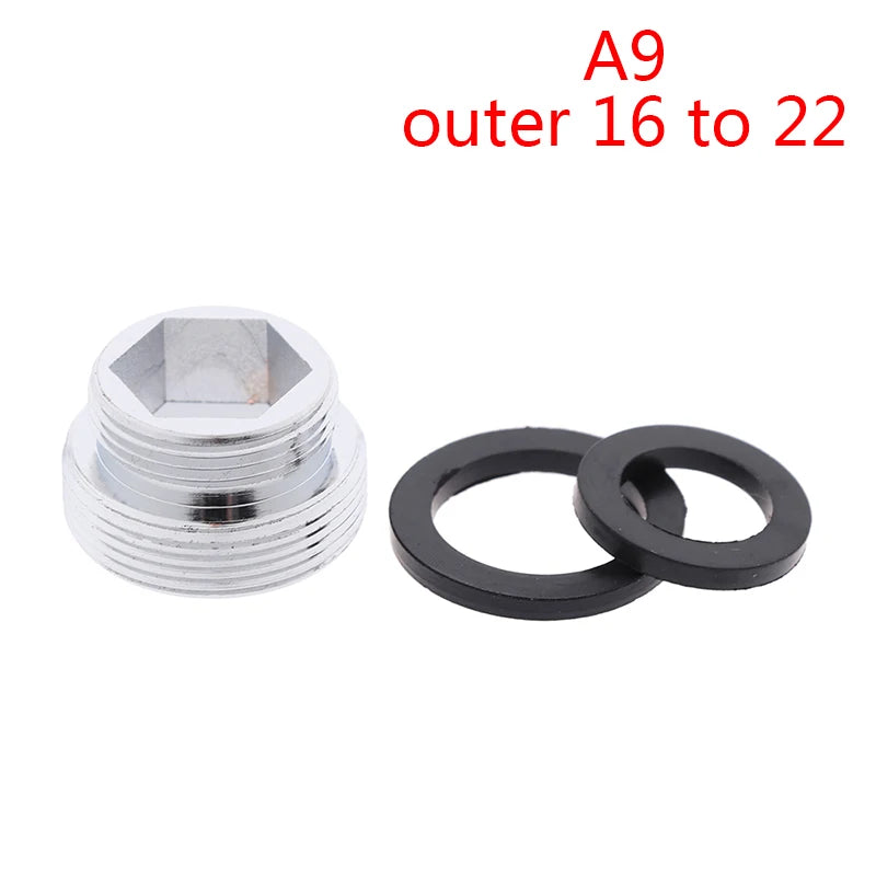 Kitchen Faucet Adapter Set 16/18/20/22/24mm To 22mm With Washer Metal Male Female Saving Tap Aerator Connector Bathroom Access
