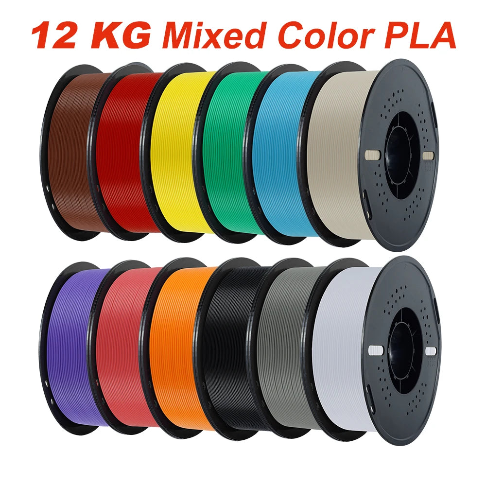 KINGROON 22LBS PETG or PLA Filament 3D Printer Filament 10 Rolls 1KG 1.75MM Eco-Friendly Good Toughness Mix Color Free Shipping