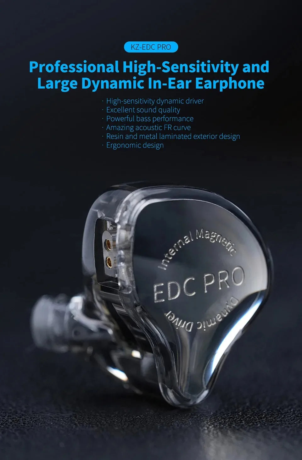 NEW KZ EDC PRO Best In-ear Wired Earphones HIFI Bass Dynamic Monitor 3D Stereo Earbuds Noise Cancel With Detachable Audio Cable