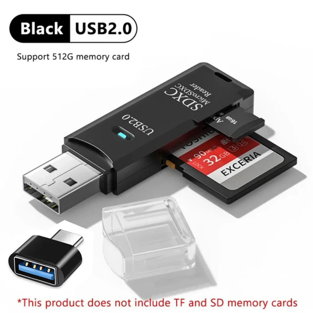 2-in-1 Multi Functional  USB 3.0 Card ReaderMiniSD TFMemoryCardReaderUSBFlashDrive CardreaderAdapter For PCLaptops Accessories