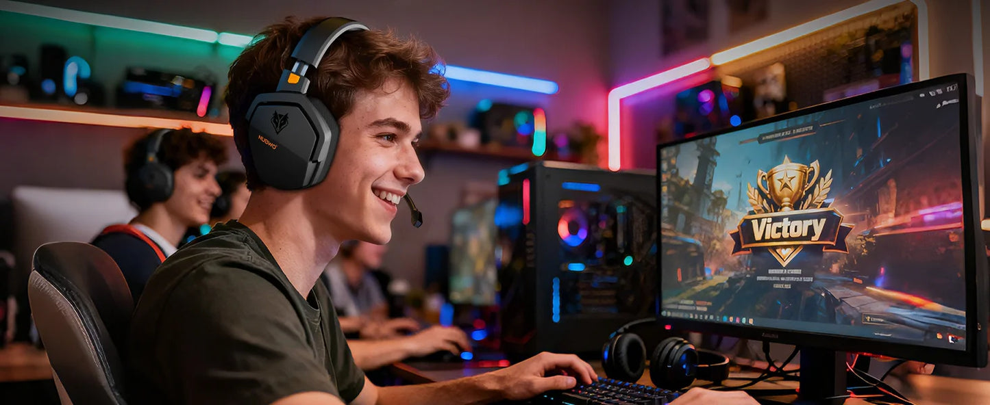 NUBWO G06 Dual Wireless Gaming Headphones 2.4GHz Bluetooth 5.3 Headsets Gamer with Microphone for PS5, PS4, PC, Mobile, Switch