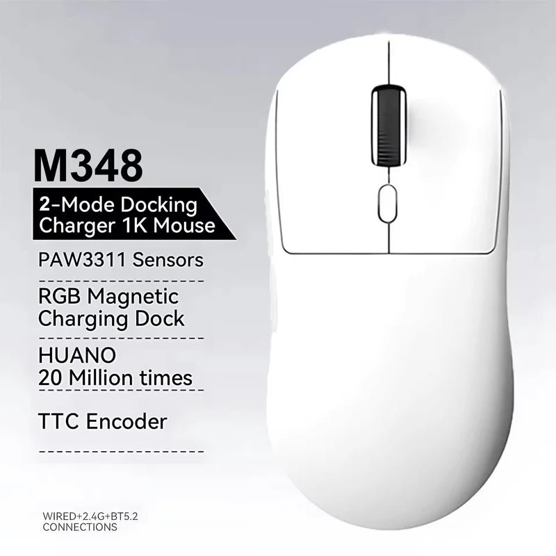 M348 2.4G Wireless Mouse Rechargeable 500mAh Bluetooth-Compatible Mouse Gamer Bluetooth Mouse For Laptop/Notebook/iPad/Tablet