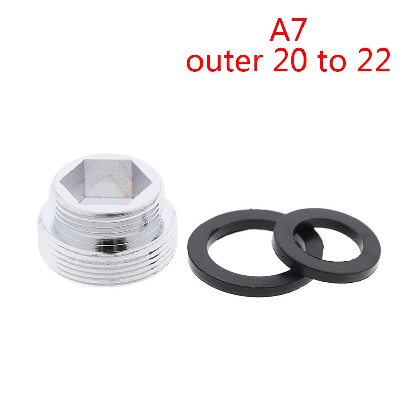 Kitchen Faucet Adapter Set 16/18/20/22/24mm To 22mm With Washer Metal Male Female Saving Tap Aerator Connector Bathroom Access
