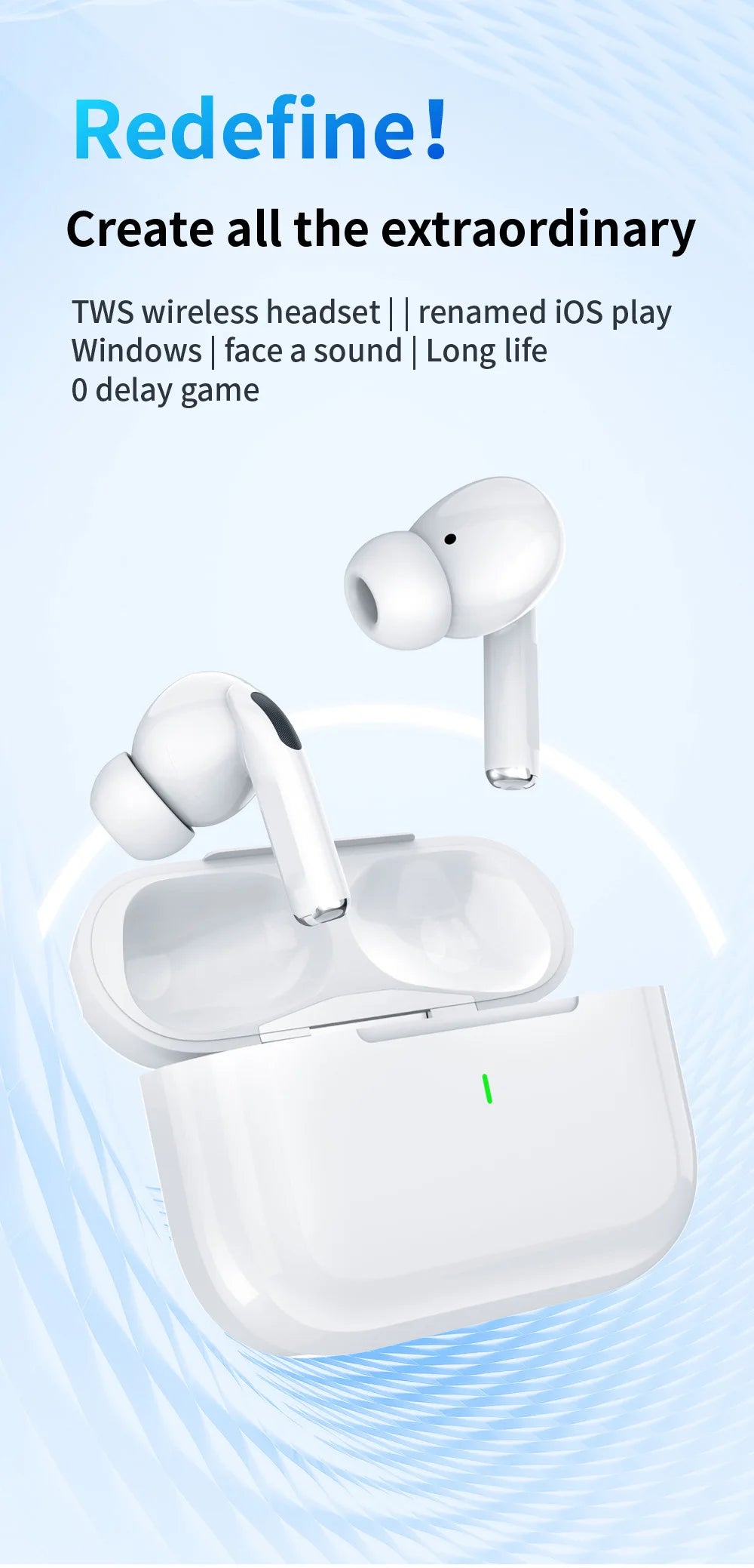 True Wireless Bluetooth Earphones Headphones Bin Lanyard HiFi Sound Low Latency Noise Reduction Earbuds for IOS Android