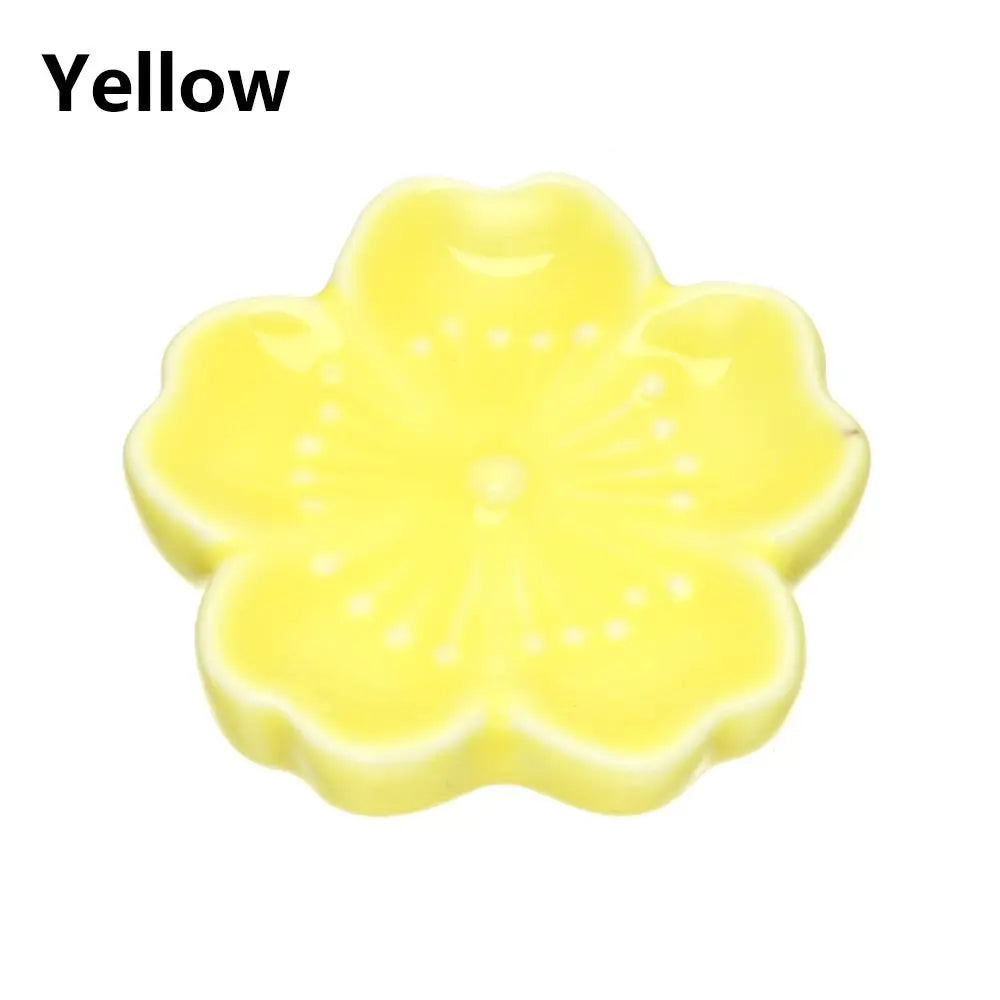 New Cute Colorful Ceramic Chopsticks Holder Sakura Blossoms Spoon Fork Chopstick Rest Tableware Stand Kitchen Dining Accessories