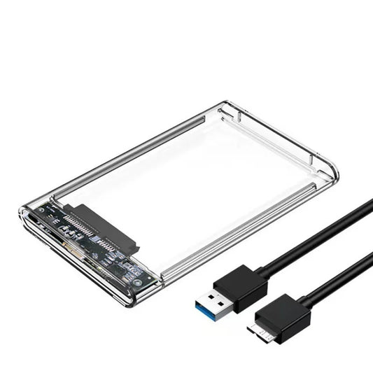 2.5inch SATA SSD Hard Drive Case USB3.0 HDD Enclosure Transparent Design Transfer Speed Mobile External Housing