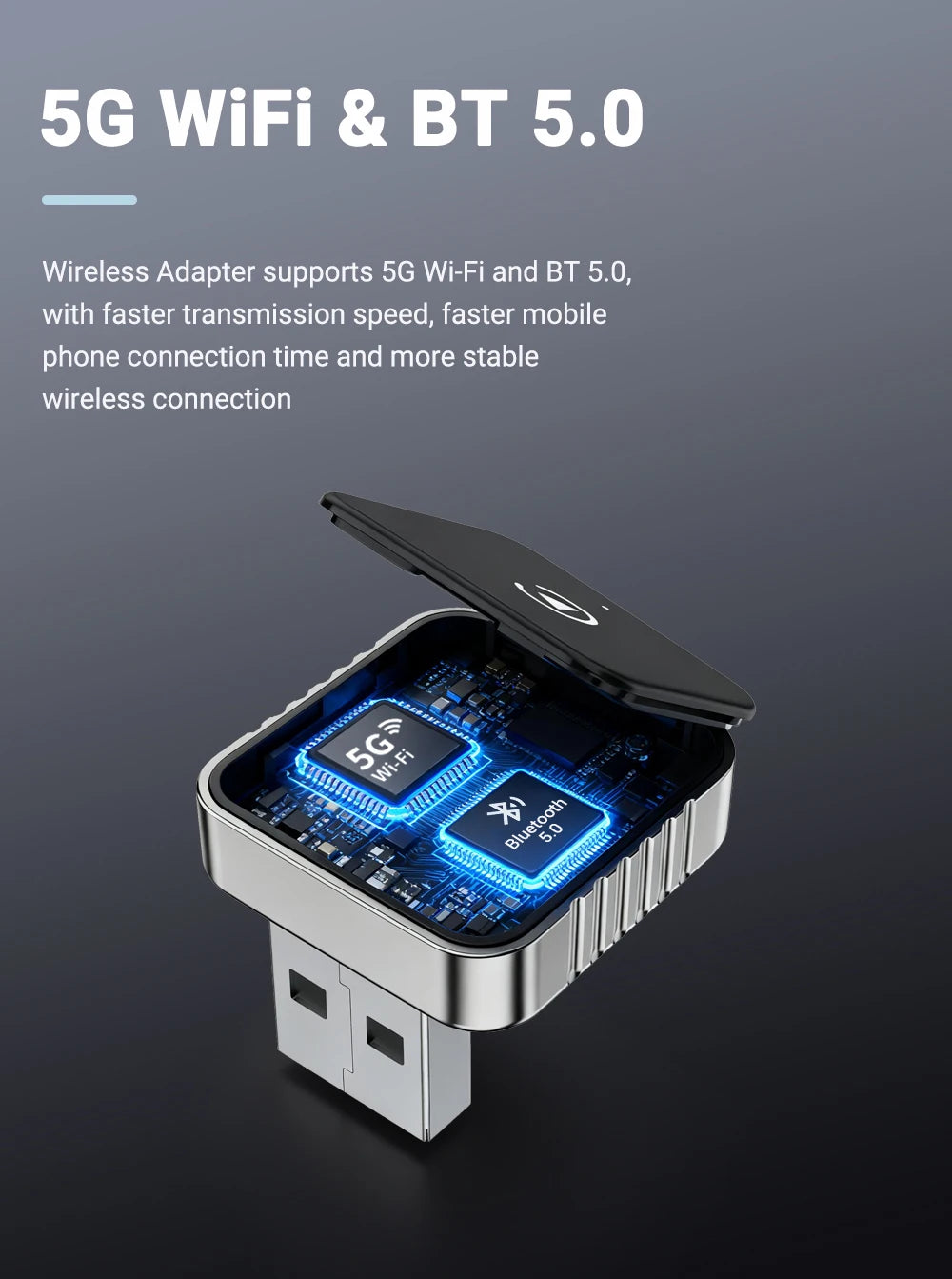 XUDA 2 in 1 Wired to Wireless CarPlay Android Auto Adapter for OEM Car Stereo With USB Dongle Mini Box Plug and Play Bluetooth