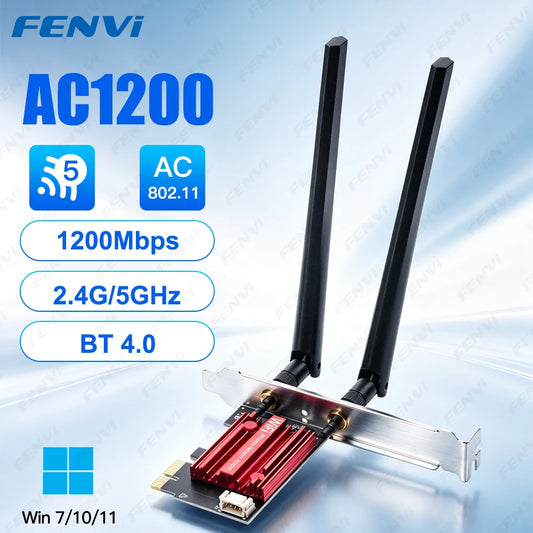 FENVI AC1200M WiFi 5 PCIE Adapter BT4.0 Wireless Network Card Dual Band 2.4G/5GHz 802.11AC For Desktop Laptop PC Windows 7/10/11