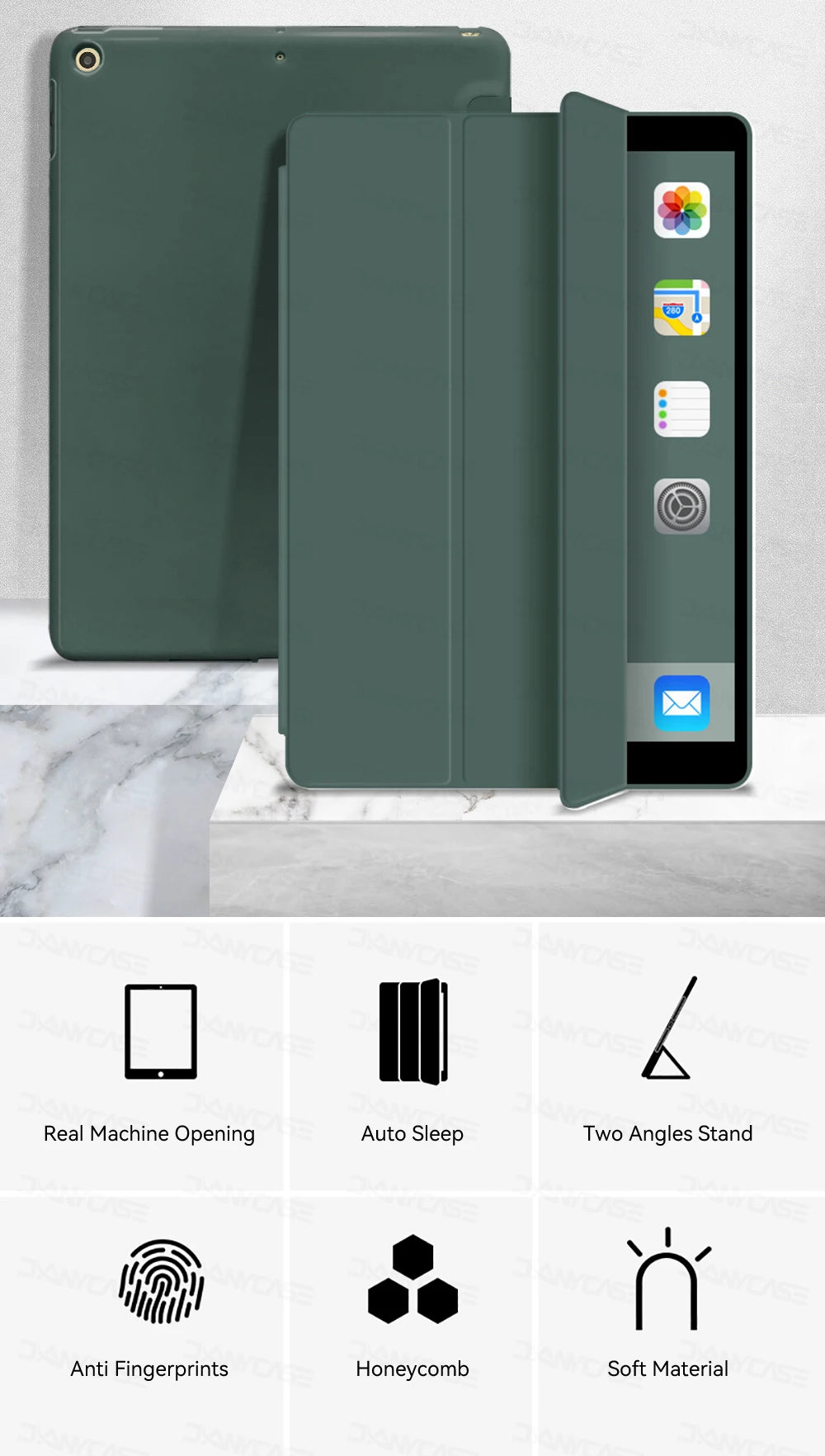 For iPad 10.2 Case 7/8/9th Generation Cover For 9.7 5/6th Air 2 Pro 11 1st/2nd/3rd/4th Air 4/5 10.9 Wake up from sleep funda