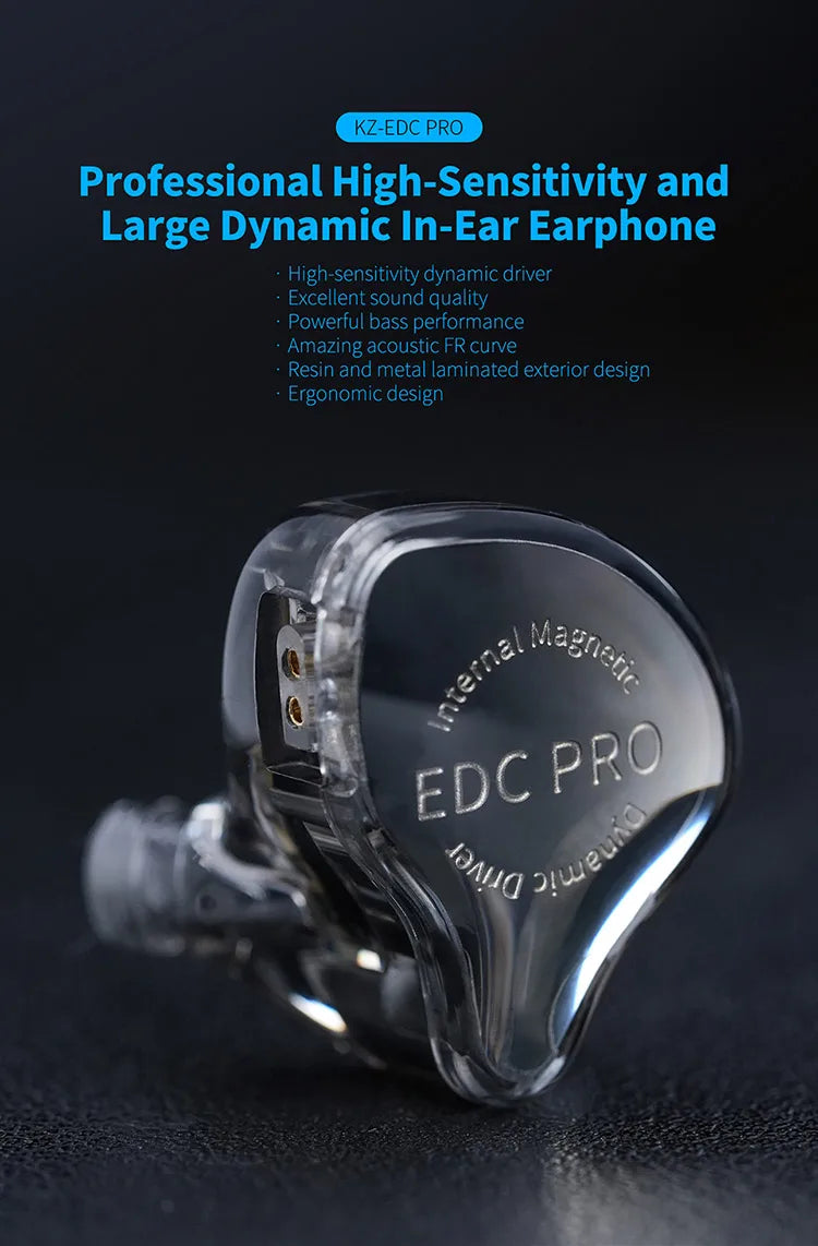 KZ EDC PRO upgraded high-quality dynamic HIFI in ear interchangeable cable wired motion noise cancelling headphones