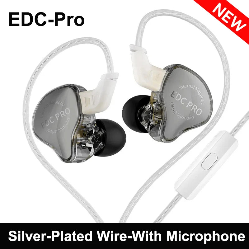 New KZ EDC Pro Headset Dynamic In-Ear Monitor HiFi Wired Headphone Bass Stereo Game Music Earbuds Sports Noise Reduction Earphon