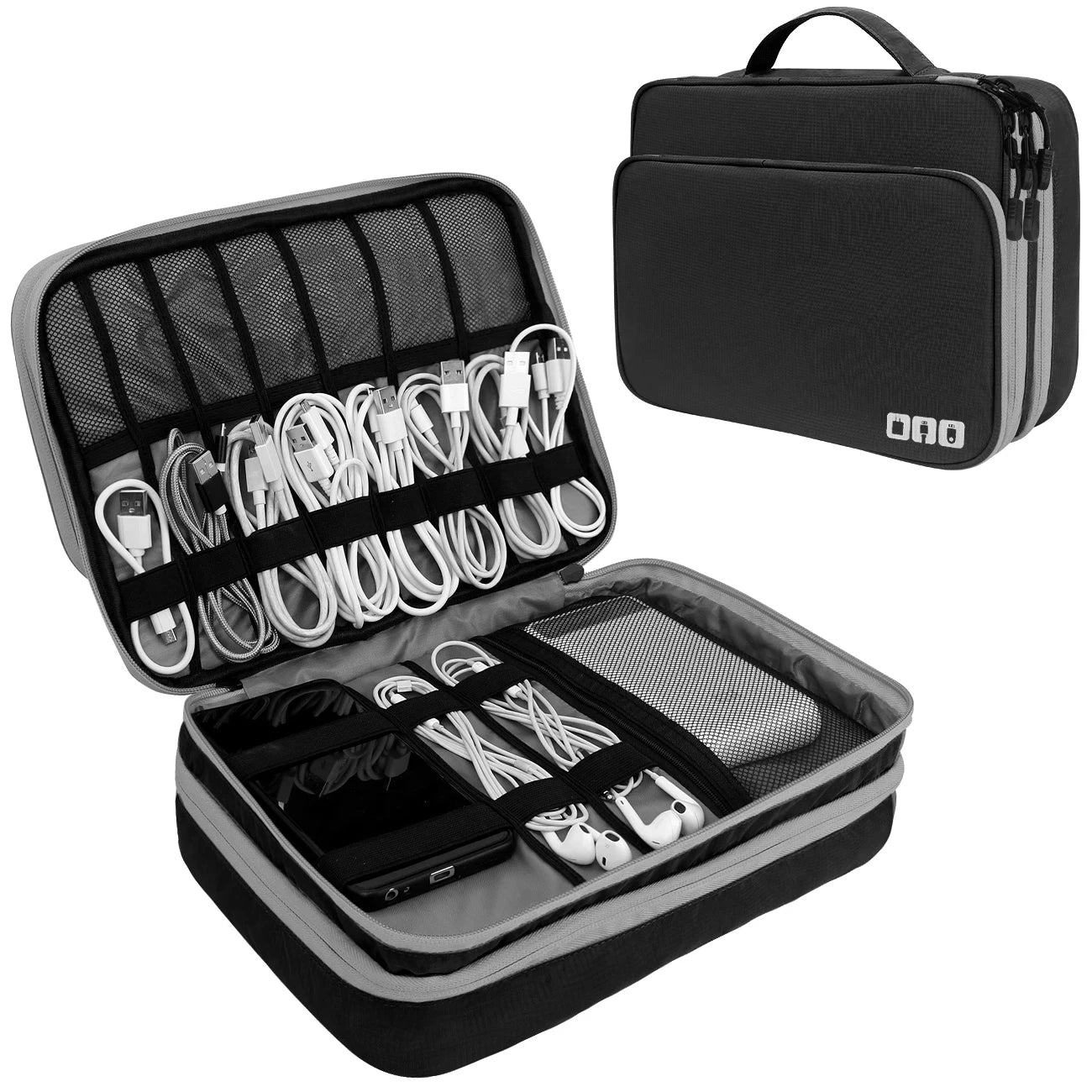 Multi Layer Cable Storage Bag, Electronic Accessories Organizer, Portable Travel Cable Organizer Case for iPad Cable Charger