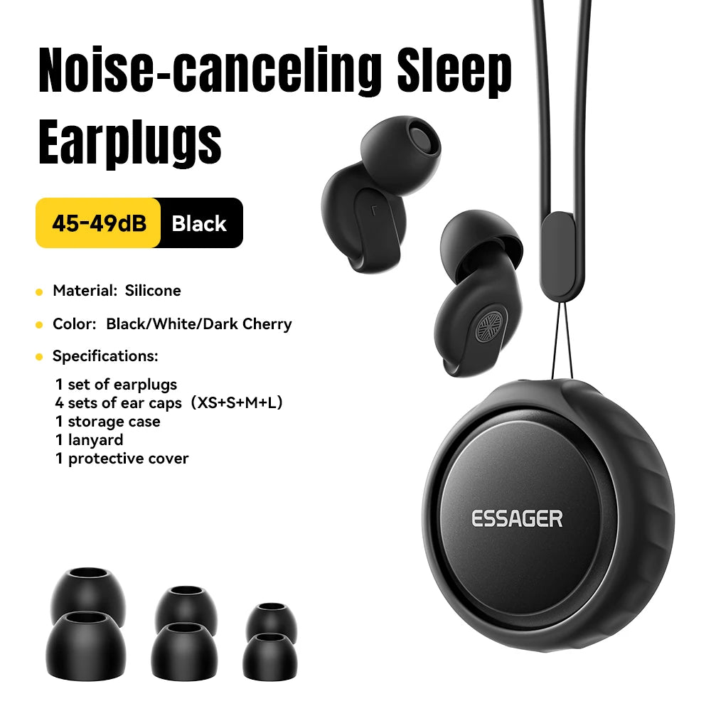 Essager Noise-canceling Sleep Earplugs 45-49dB Anti-Noise Hearing Protection Silicone Soft Earplug for Sleep Work Study Travel