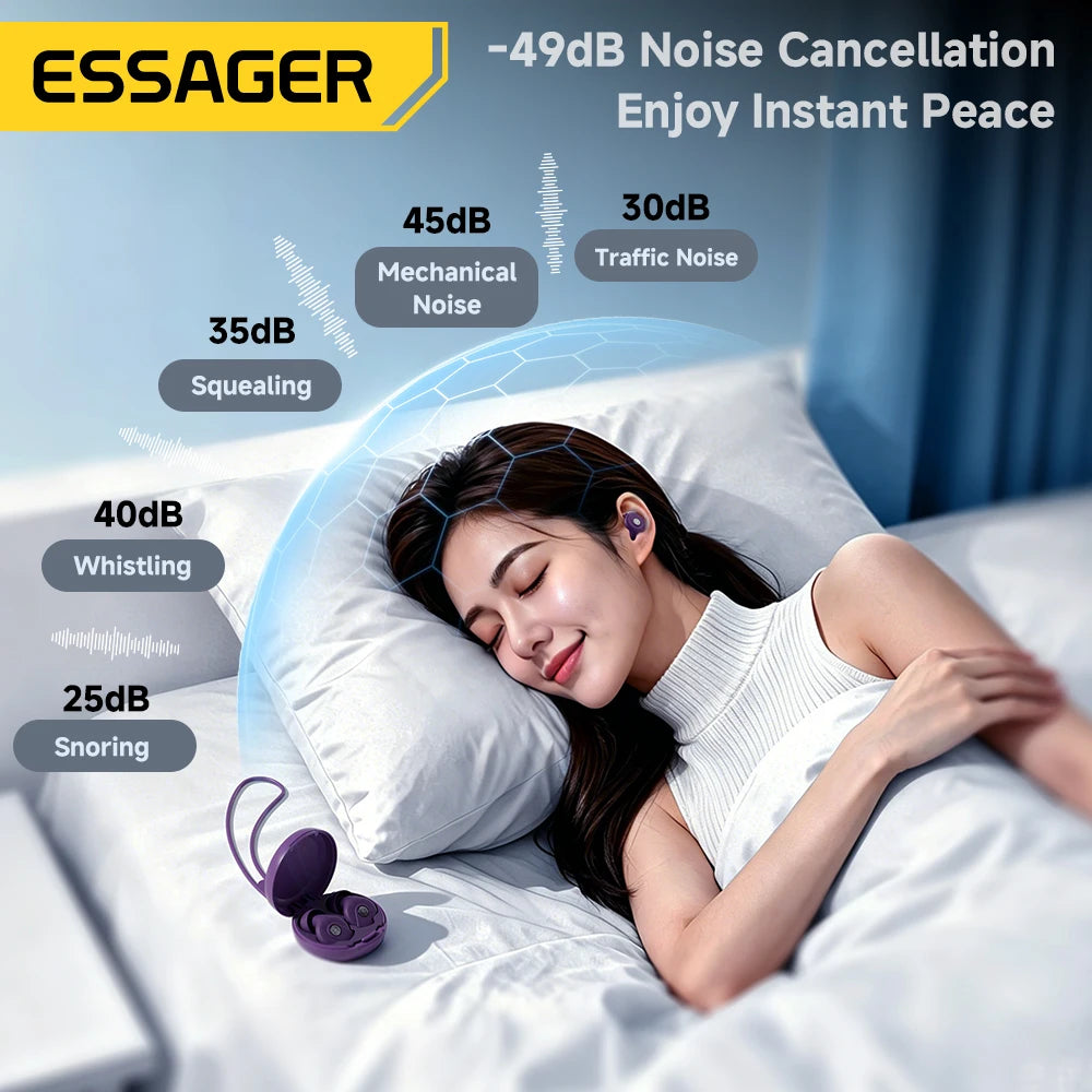 Essager Noise-canceling Sleep Earplugs 45-49dB Anti-Noise Hearing Protection Silicone Soft Earplug for Sleep Work Study Travel