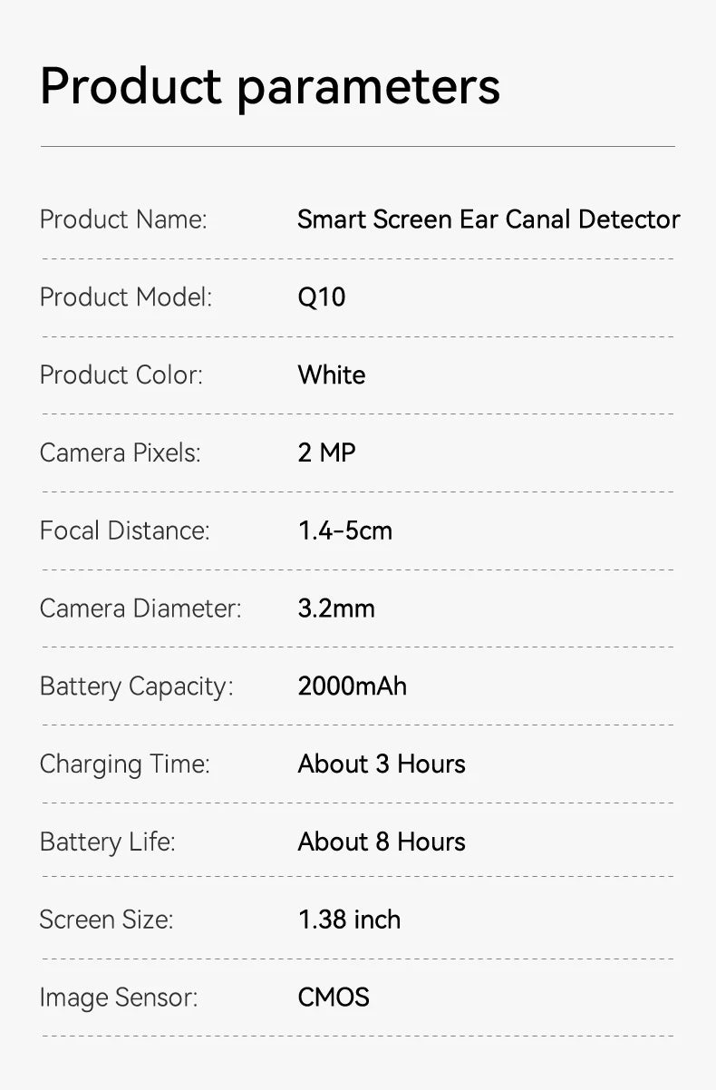 1.38'' Ear Camera Wit IPS Display and 1080P Camera Ear Check Portable Inspector for Ear Mouth Pet With 12tips Replaceable Tools