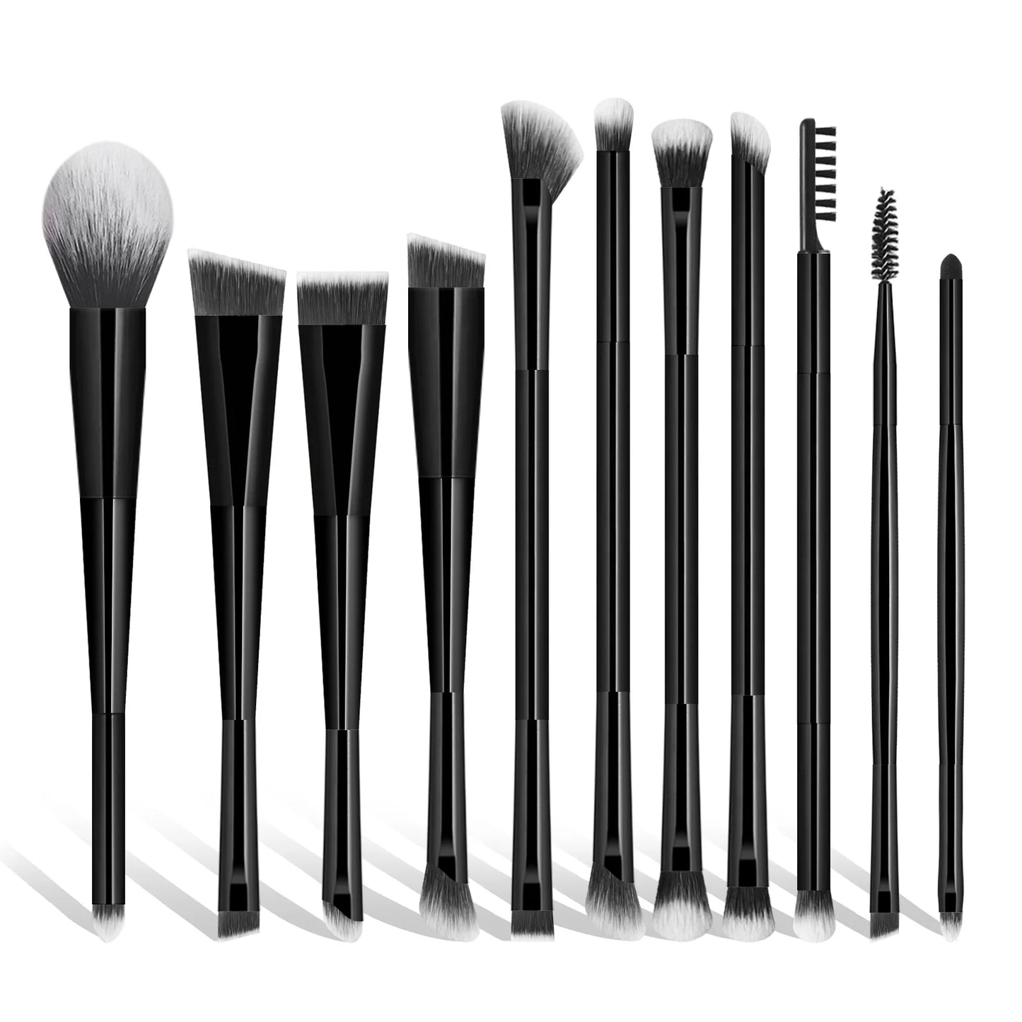 11 full set of eye makeup brushes, double-head design, eyeshadow brush, smudge brush, eyebrow brush, full set of beauty tools