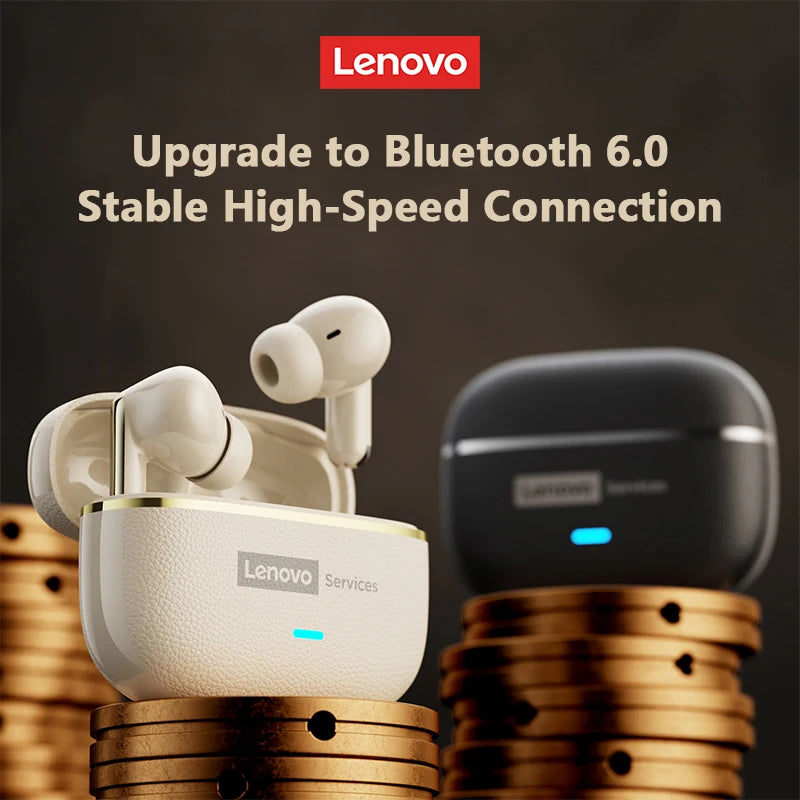 Choice Lenovo LE208 Wireless Bluetooth Leather Earphones Stereo ENC Noise Cancelling Headphone 38ms Low Latency Gaming Headset