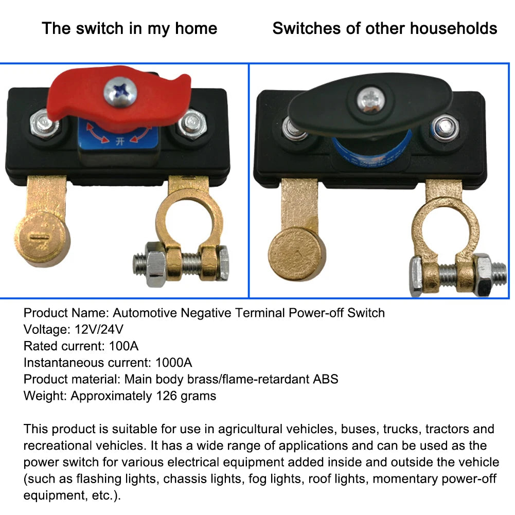 12V  Car Battery  Cut Off Switch Disconnect  Isolator Cut-off Power Cutoff  Switch Circuit Breaker Parts  For Car/Rv/Boat