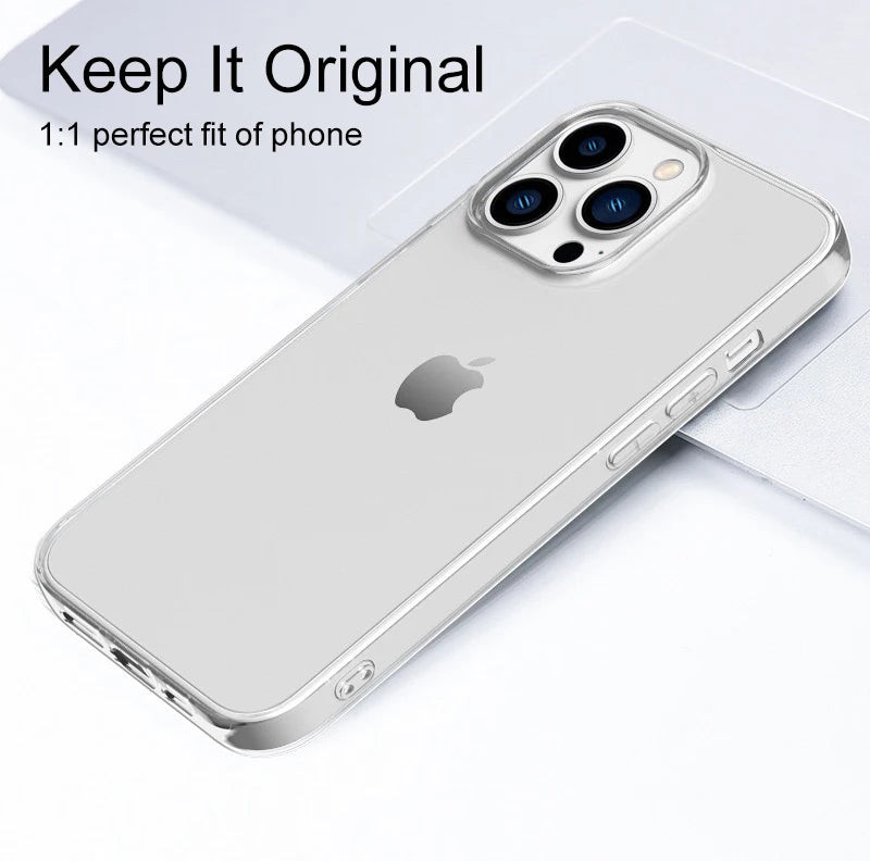 Ultra Thin Clear Silicone Case For iPhone 16 15 14 13 12 11 Pro Xs Max Mini XR X 7 8 6s Plus 6 SE 2020 2022 2016 5 5S Back Cover