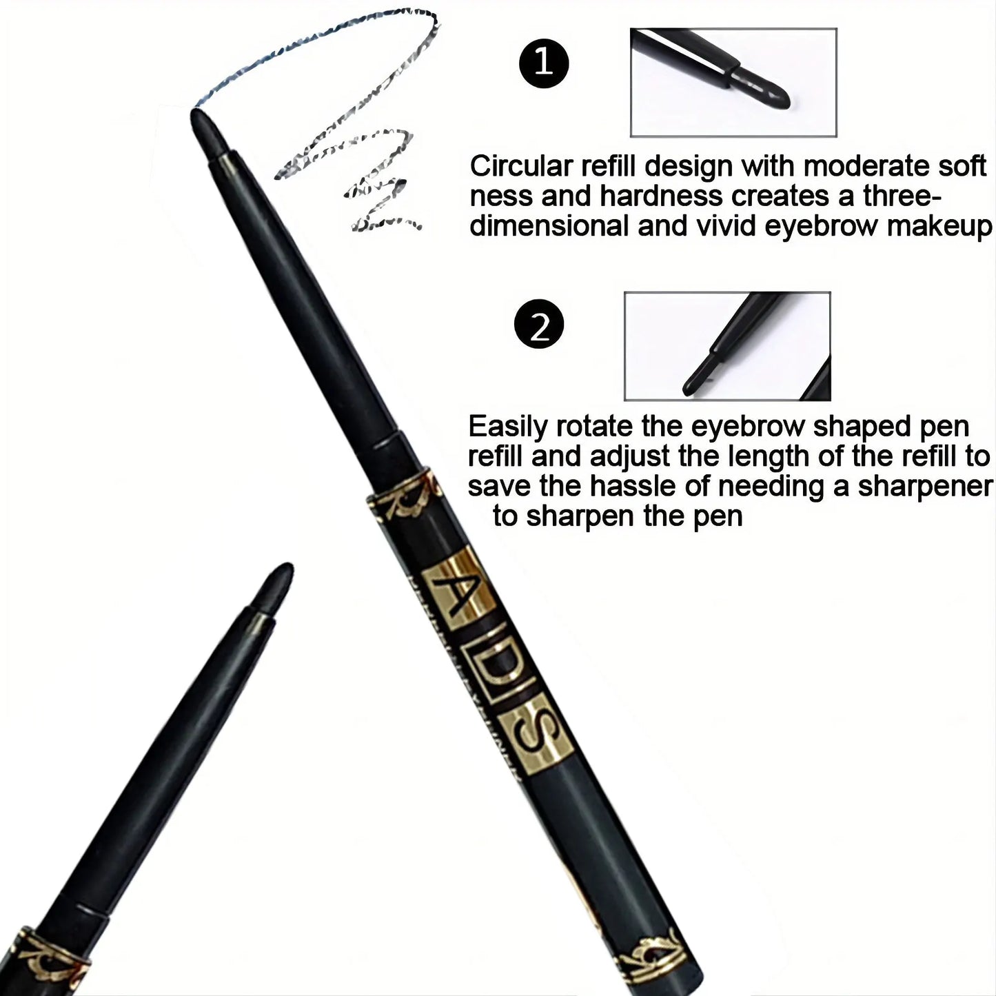 3pcs Black Eyeliner Pencils -Waterproof, Sweatproof & Smudge-Proofwith Easy Twist Application for Flawless Eye Makeup