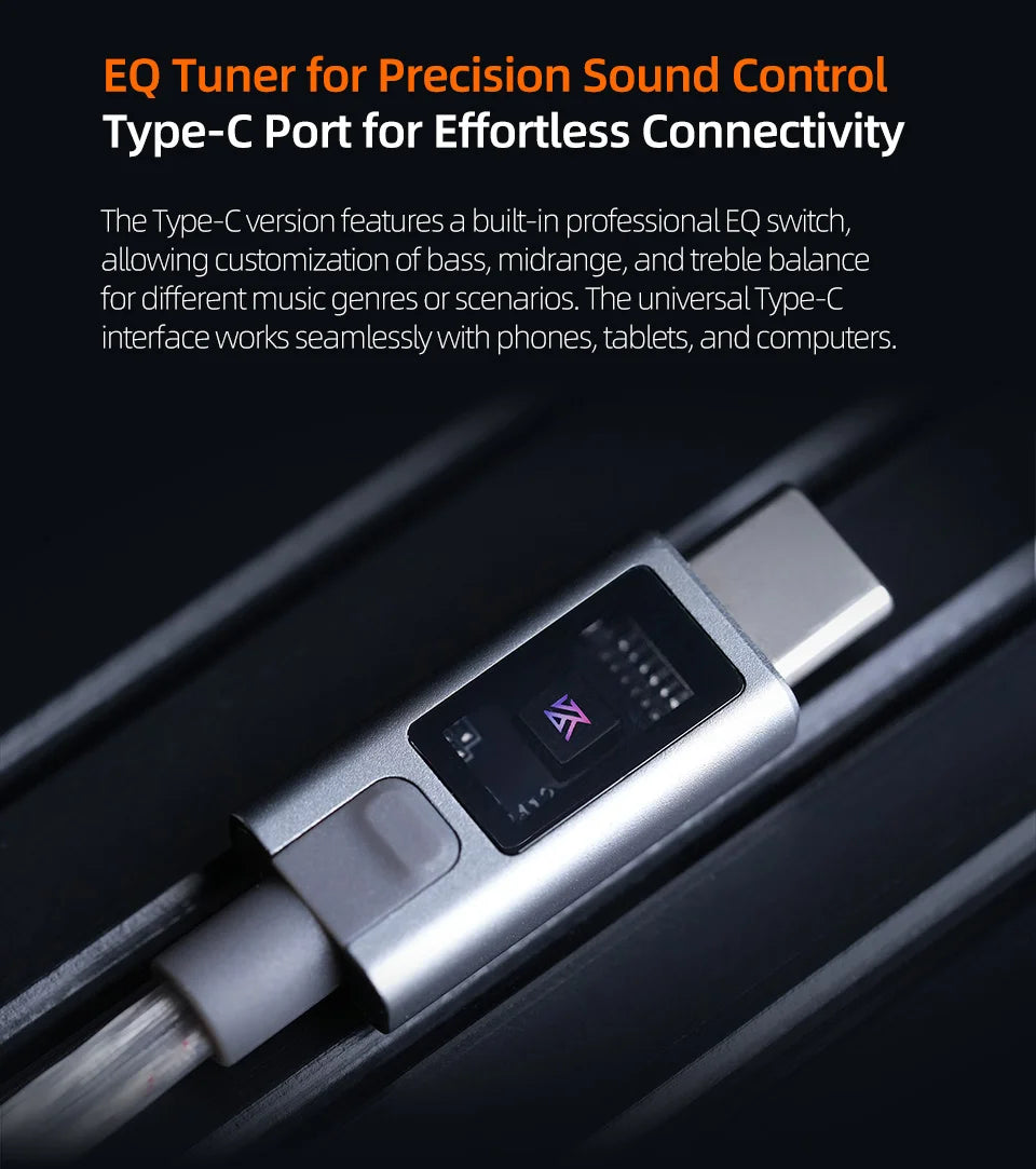 KZ-M2 Silver-plated upgrade cable with Type C/3.5MM dual microphone for EDX Pro X AS16 Pro PRX Zenith