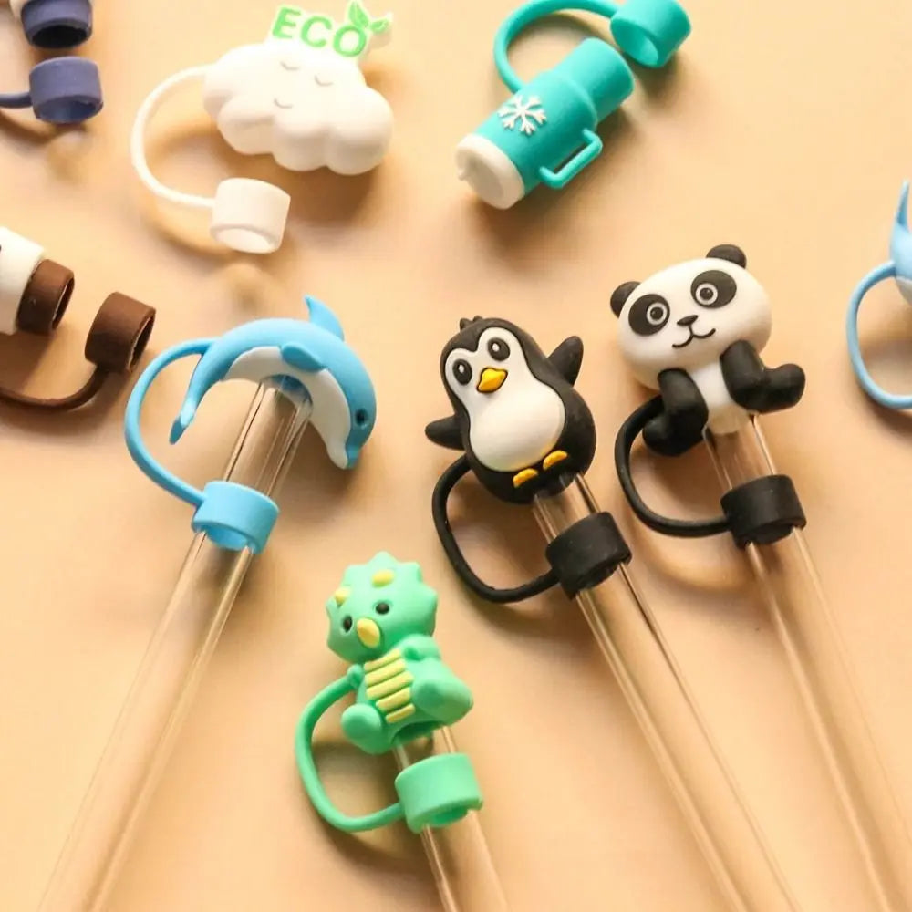 1PC Silicone Straw Plug Splash Proof Drinking Dust Cap Dust-proof Straw Tips Cover Cup Accessory Kitchen Tool Creative Reusable