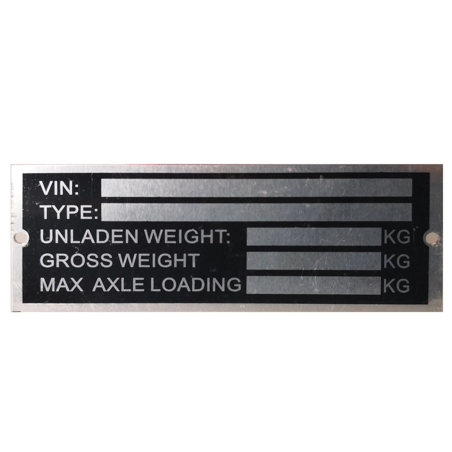Trailer Blank  & Weight Chassis Plate 120mm X 45mm Identification Number