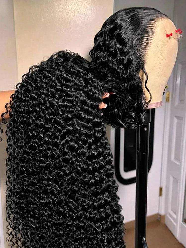 40 Inch Deep Wave Lace Front Wig for Women Human Hair 13x4 13x6 Transparent 250 Density Curly Water Wave Wig