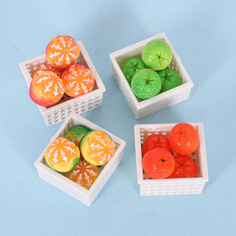Dollhouse Simulation Fake Fruit Model Orange Kit Doll House Miniature Kitchen Food Festival Party Decoration Pretend Play Toys