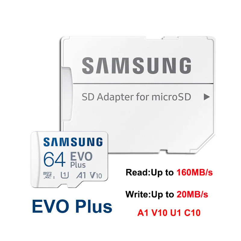 SAMSUNG EVO/PRO Plus Memory Card 64G A1 Micro SD Card 128G 256G 512G U3 A2 V30 Drive Recorder Monitor Camera Dedicated TF Card
