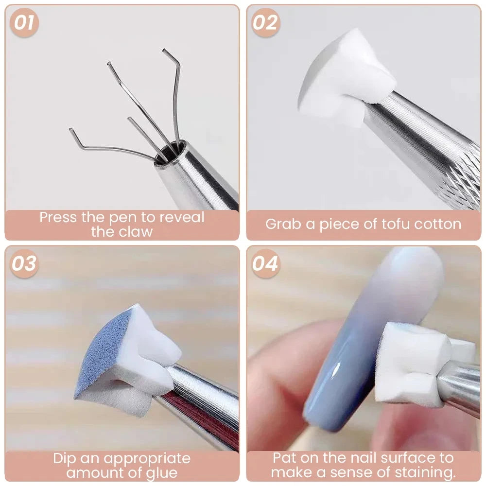 50/150pcs Sponge Gradient Nail Art Stamper Tools Gel Polish Color Gradient Brush Glitter Powder Dotting Pen For Manicure Tools