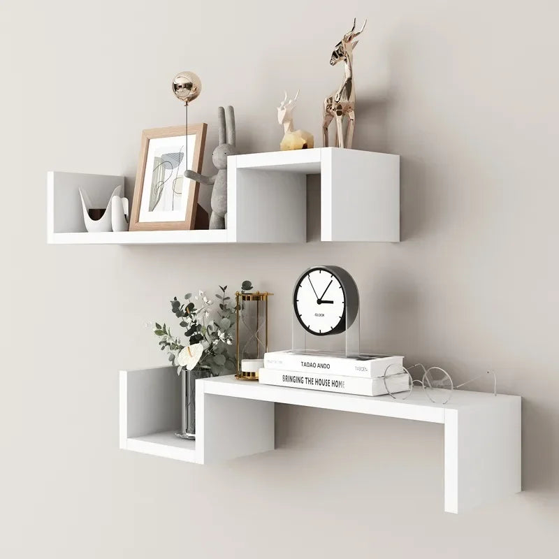 Modern Floating Shelves Wall Mounted Living Room Bedroom Decor Geometric Storage Shelf Organizer for Books Plants Art