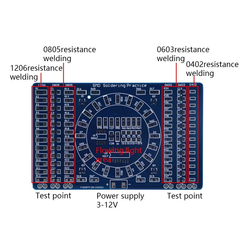 SMD NE555 CD4017 Rotating Flashing LED Components SMT LQFP44 Soldering Practice Board Electronic Circuit Training Suite DIY Kit