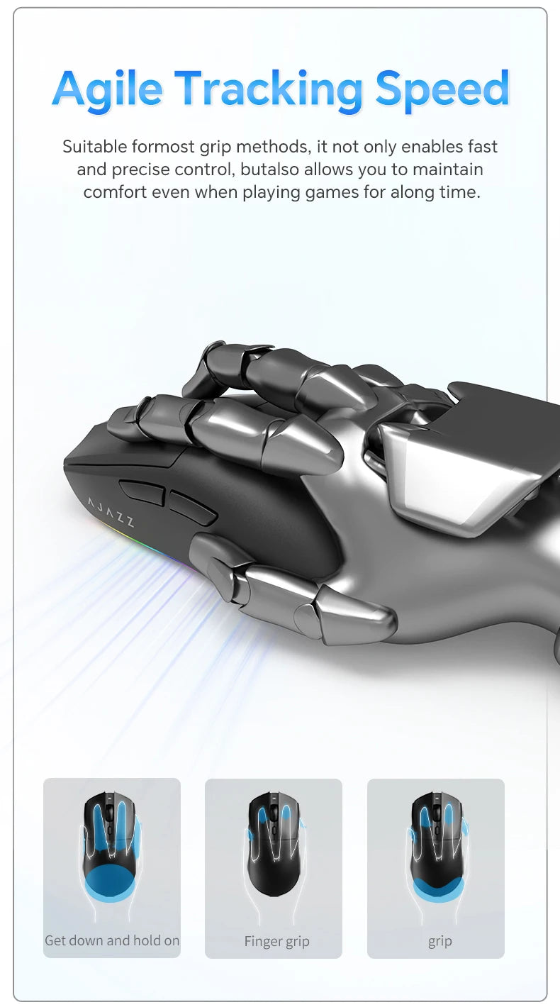 AJAZZ AJ139 V2 MC Three-mode Wired/Bluetooth/2.4G Wireless Gaming Mouse PAW3311 Sensor 500mAh Mouse Suitable for PC Gamers