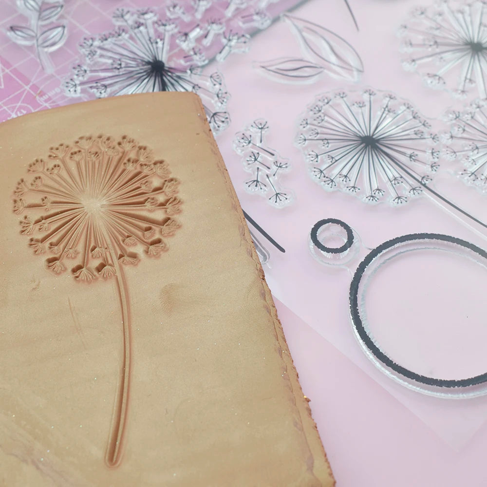 Clay Stamp Texture Emboss Sheet Ceramic Pottery Polymer Clay Dandelion Pattern Impression Template Designer DIY Art Hobby Supply