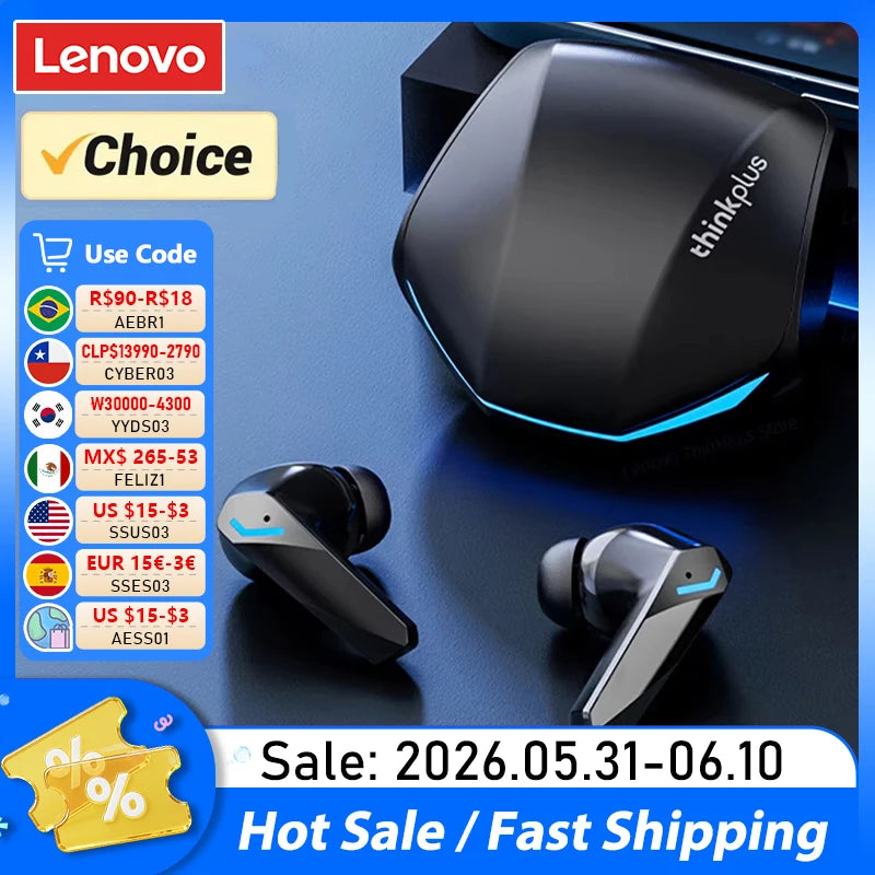 Choice Lenovo GM2 Pro Earphone Bluetooth 5.4 Headphones with Mic 9D Stereo Pro 6 Earbuds Dual Modes Music Game Wireless Headset