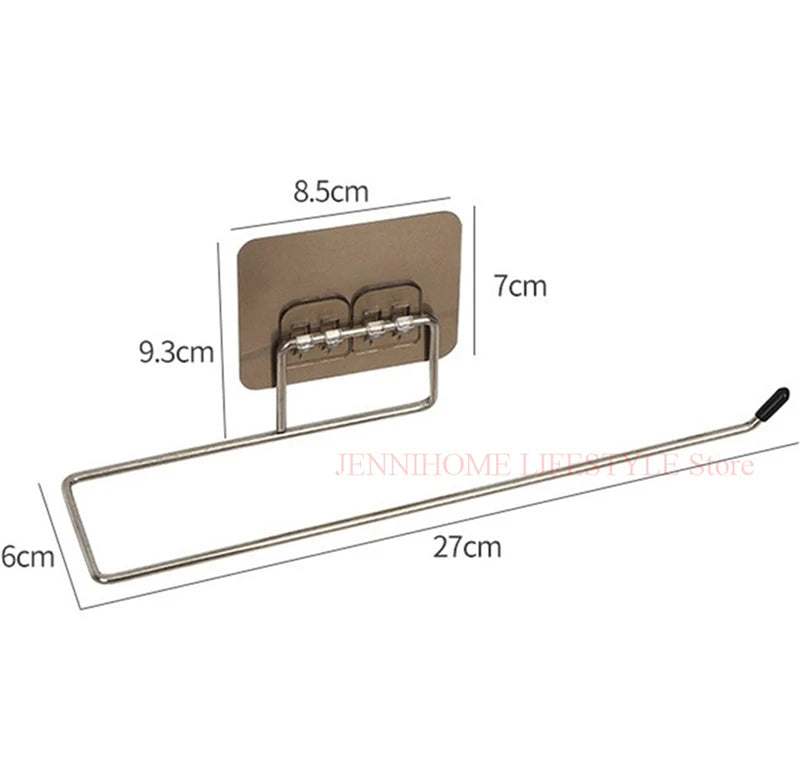 No Drill Toilet Paper Holder Wall Mount Self Adhesive Stainless Steel Towel Bar Ring Tissue Roll Dispenser For Bathroom Kitchen