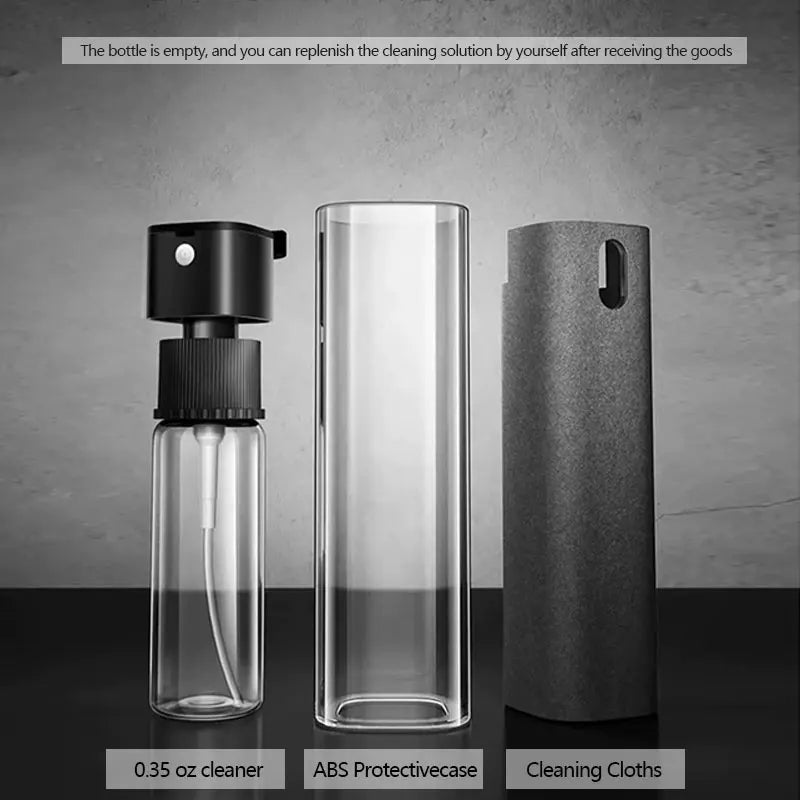 Mobile screen cleaner 2-in-1 spray wipe tablet LCD laptop cleaning tool for oil removal and fingerprint prevention