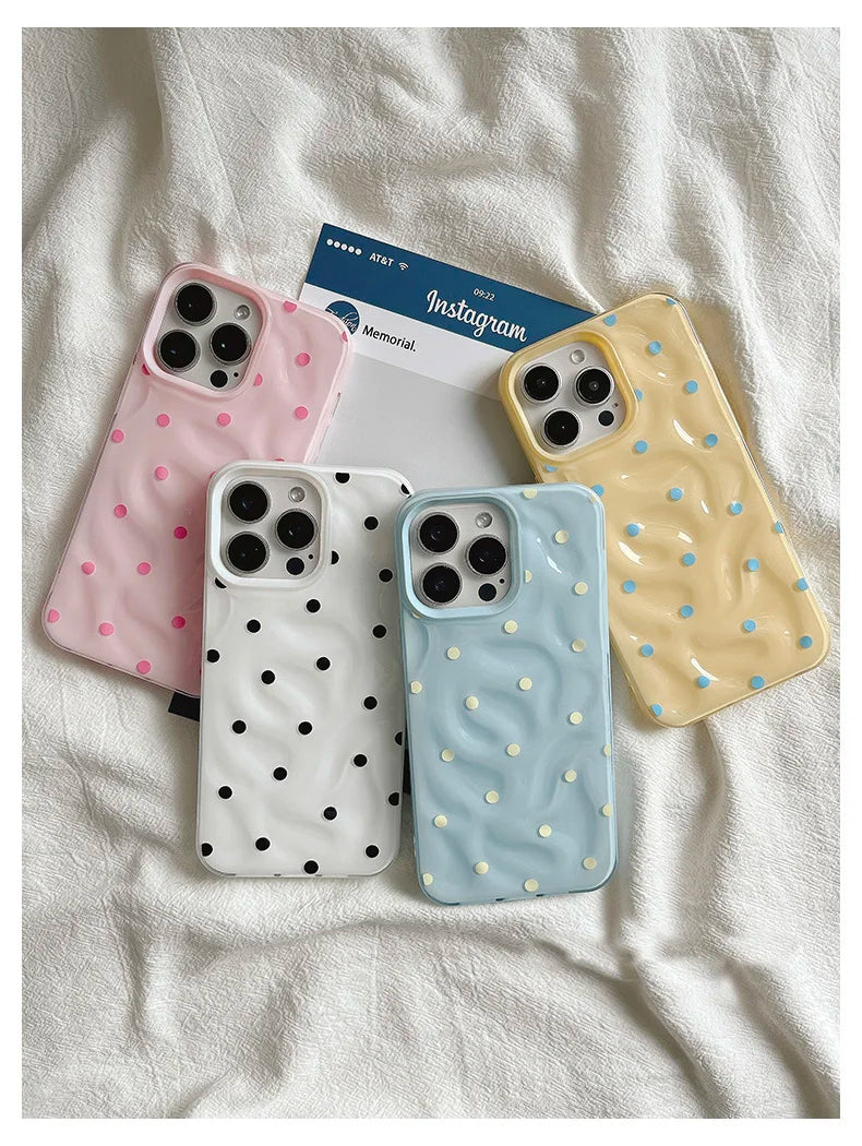 Black Polka Dots Case For IPhone 16 15 Plus 12 13 11 17 Pro Max Lovely Cover For Iphone 16 15 14 Plus Case Cover Funda Bumber
