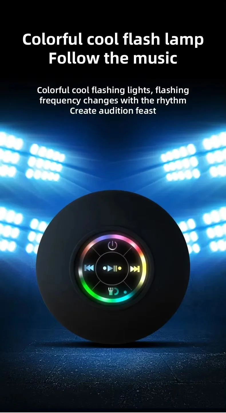 Mini Portable LED Bluetooth Speaker New Bathroom Waterproof Large Suction Cup Speaker Wireless Outdoor Sports Stereo Speaker
