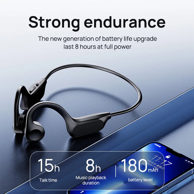 X7 Wireless Bluetooth Earphones, Sports-Style Air-Conducting LED Battery Display, Memory Card Insertion Support