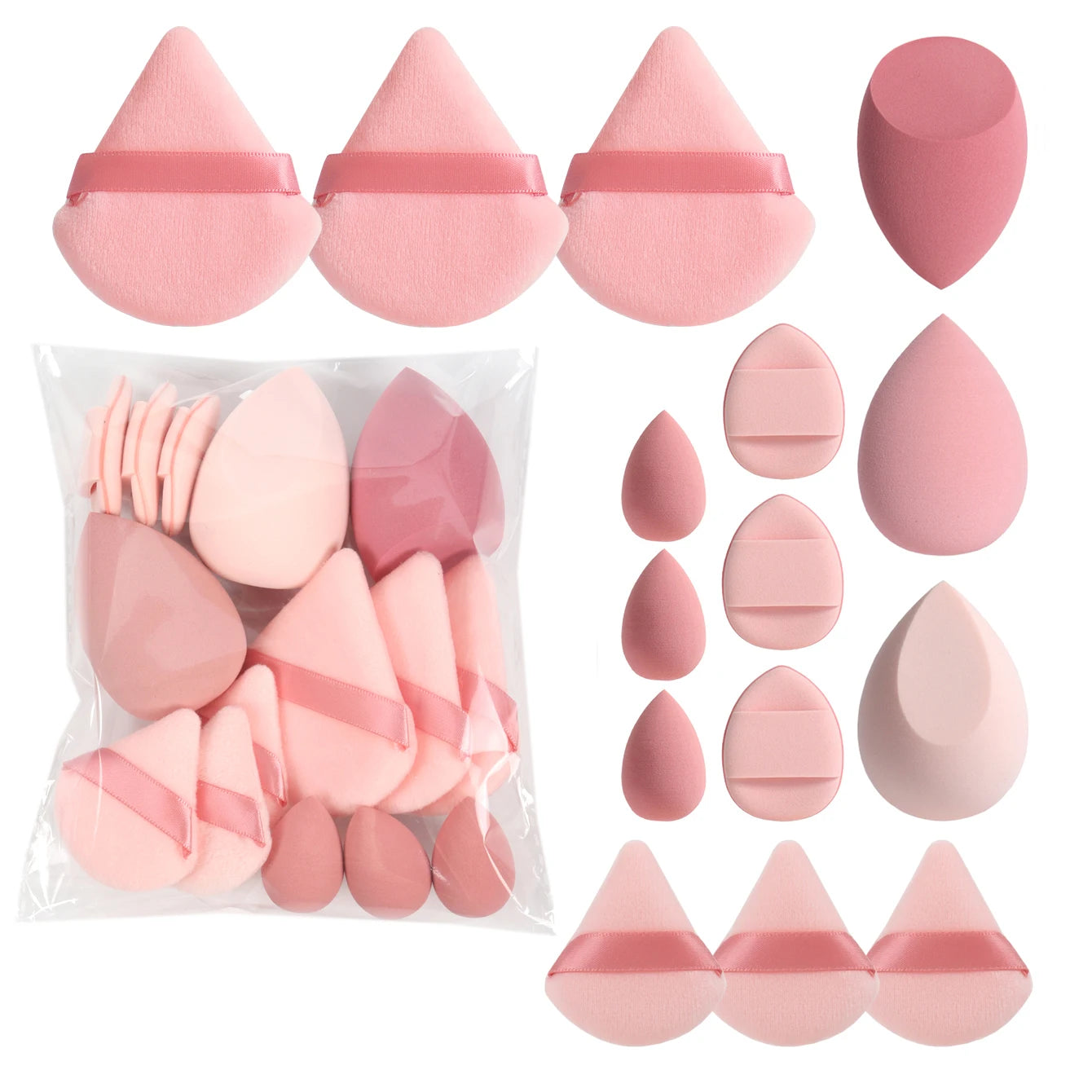 Spring 15 Cans, 3 Loose Powder Puffs & 3 Mini Loose Powder Puffs & 3 Mini Makeup Eggs & 3 Mini Air Cushion Puffs, Foundation Mix